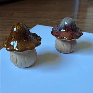 Lot of 2 Ceramic Mushroom Home Decor